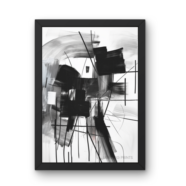 Black & White Forms | Digital Wall Art Print | Minimalist Abstract Collection