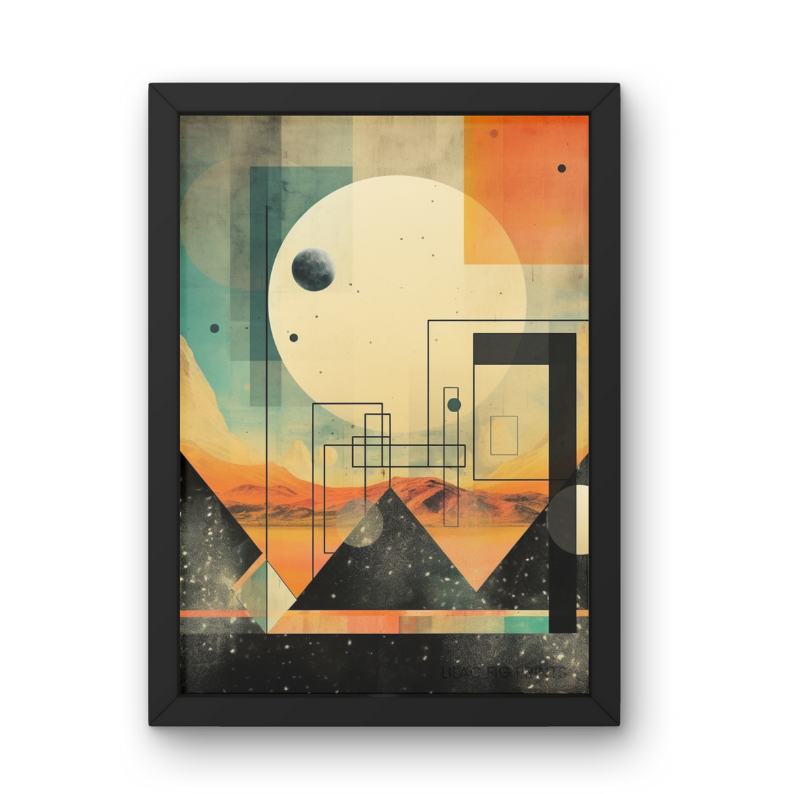 Retro Mountain Sunscape | Digital Wall Art Print | Abstract Fine Art Collection