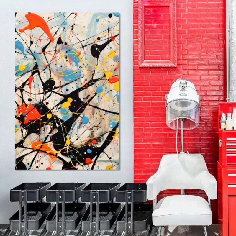 Precise Splatter Wall Art | Canvas Framed Fine Art Collection | Abstract Home Decor