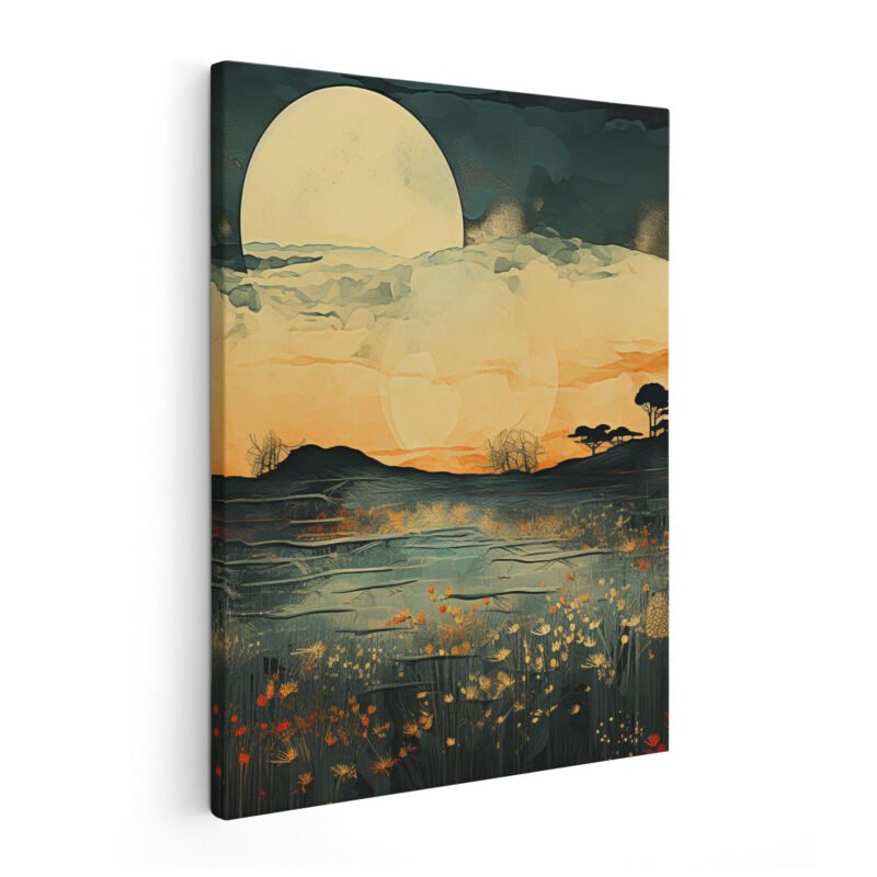 Moonlit Field On Wrapped Canvas