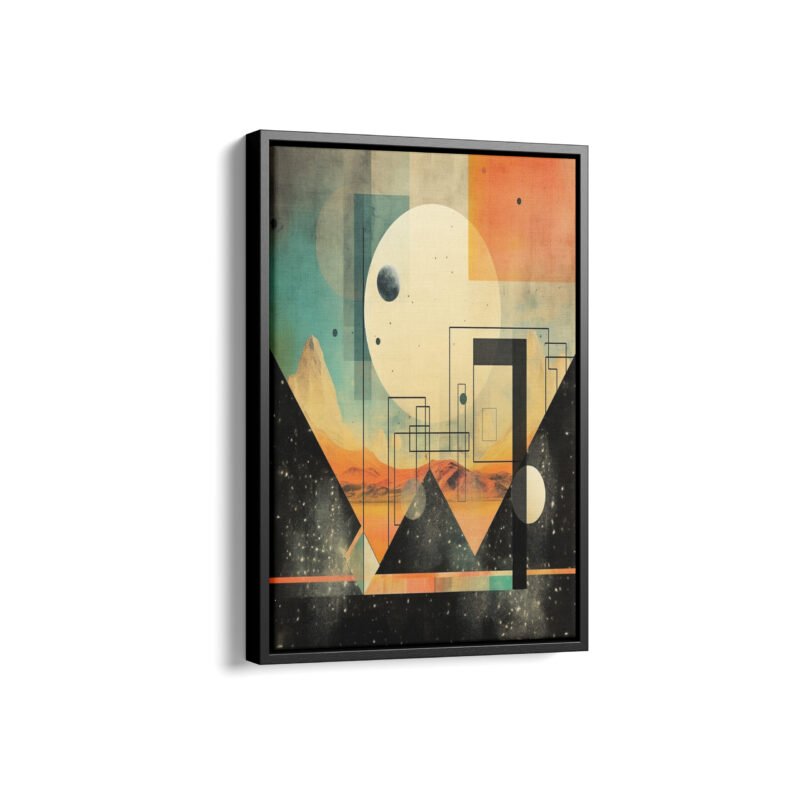 Retro Mountains Framed Canvas Prints | Abstract Framed Canvas Collection