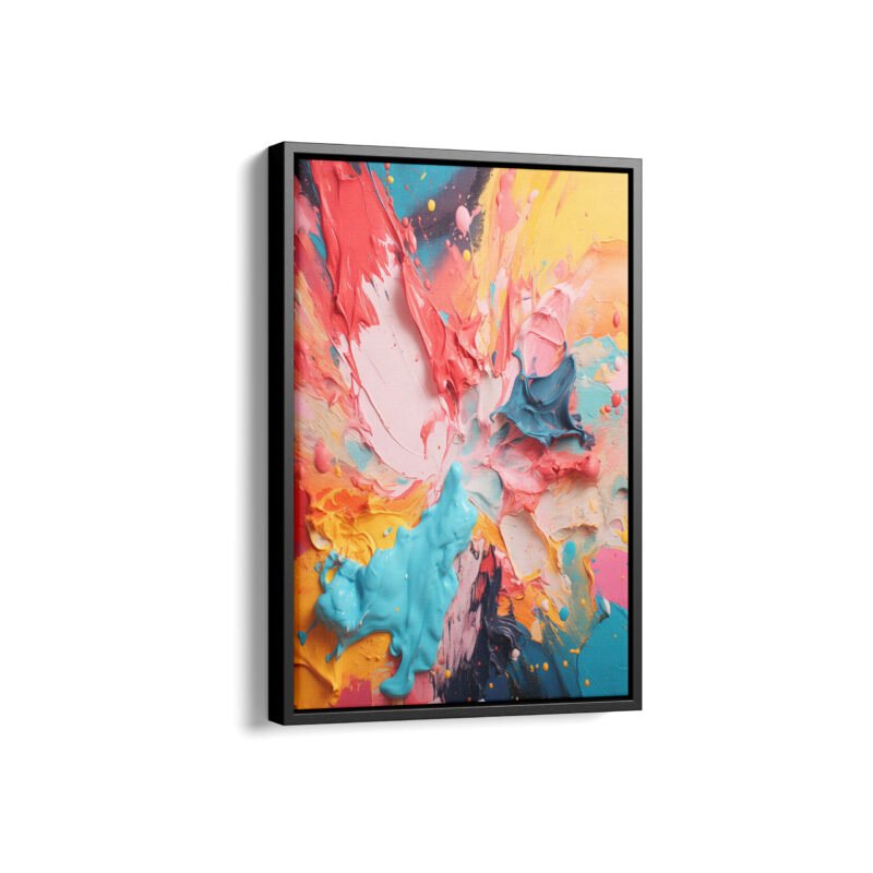 Pastel Splatter Framed Canvas Prints | Abstract Framed Canvas Collection