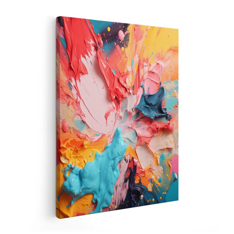 Pastel Splatter On Wrapped Canvas | Abstract Vibrant Canvas Art Collection