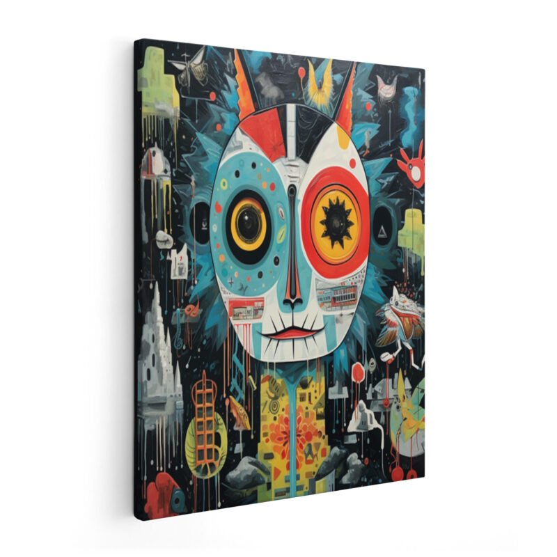 Abstract Cat On Wrapped Canvas