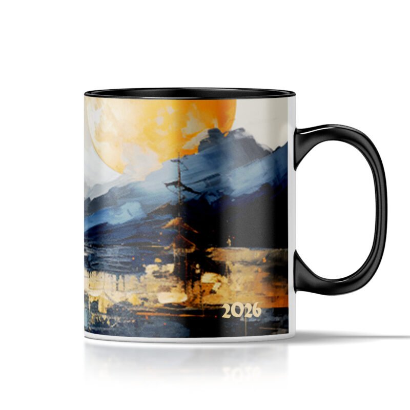 Mountain Blue Art Personalized Mug | Oil Painting Fine Art Customized Mug | Drinkware Coffee Lover Landscape Sunrise