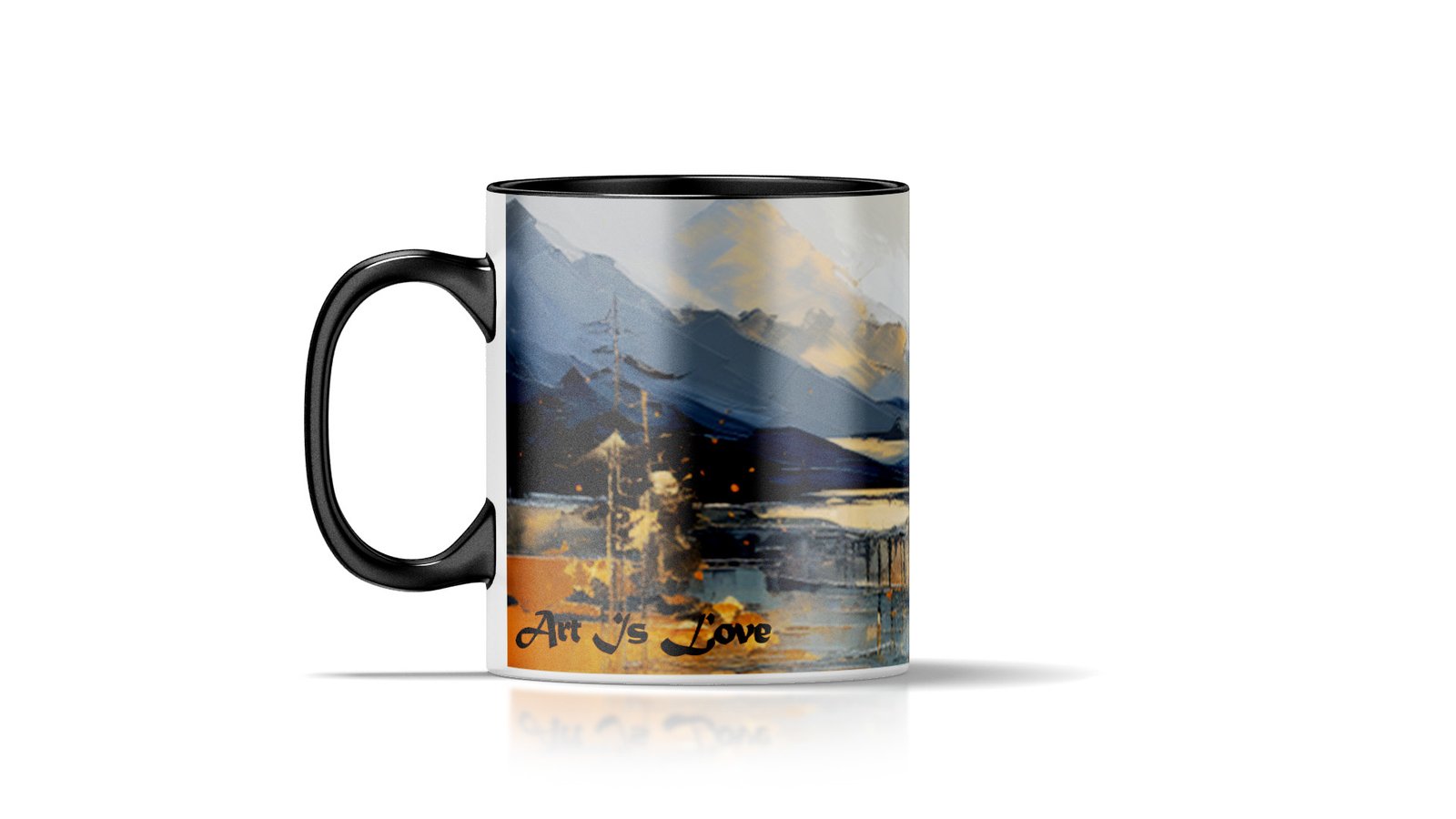 Mountain Blue Art Personalized Mug | Oil Painting Fine Art Customized Mug | Drinkware Coffee Lover Landscape Sunrise - Image 3